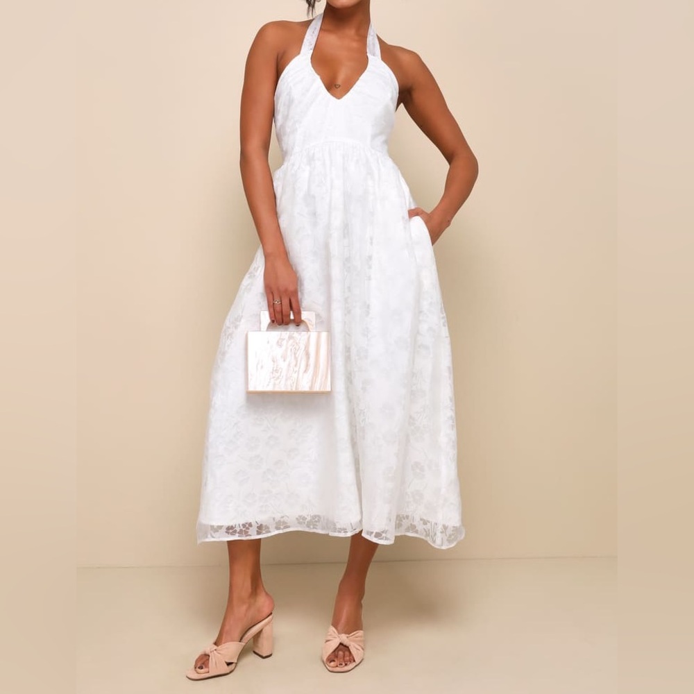 NWOT‎ Lulus Sz XL Delicate Sweetness White Floral Burnout Midi Dress